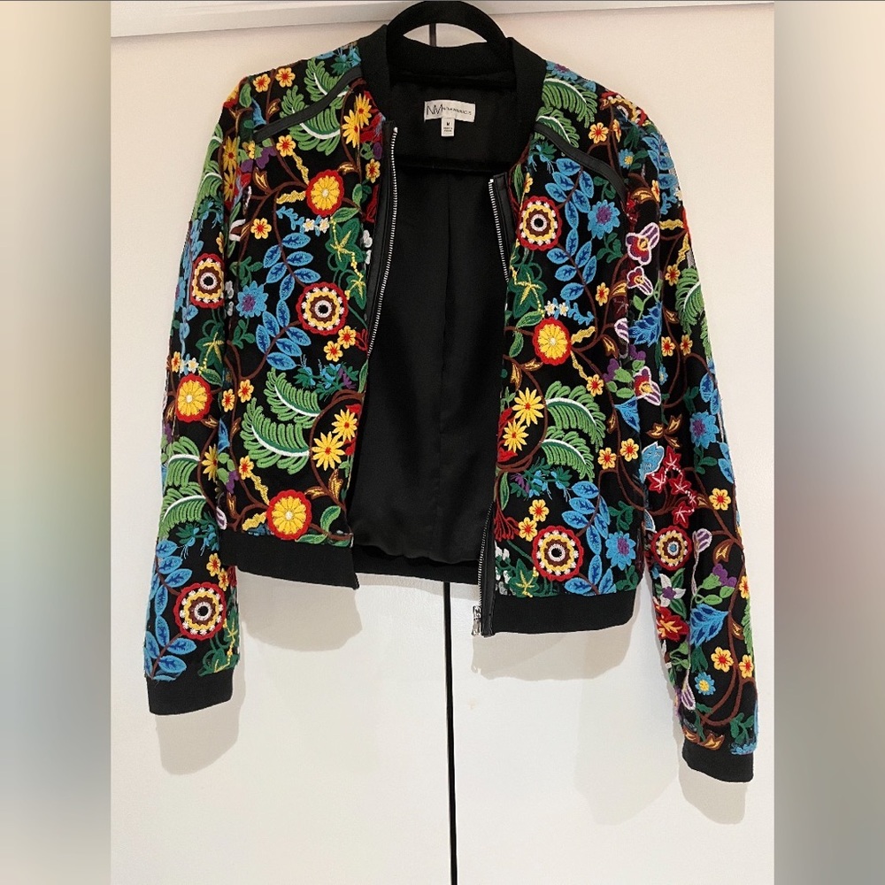 Neiman Marcus Floral Embroidered Jacket